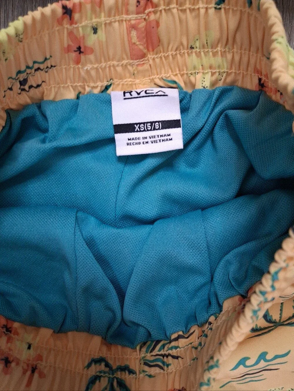 RVCA Boys XS 5/6 Swim Trunks 2-PackYellow Tropic & Blue RVCA Print